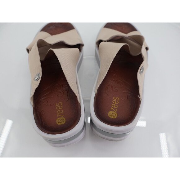 Bzees Women's Desire Sandals 8 Wedge Heel Slip On Beige Textile Casual Comfy - Picture 8 of 12